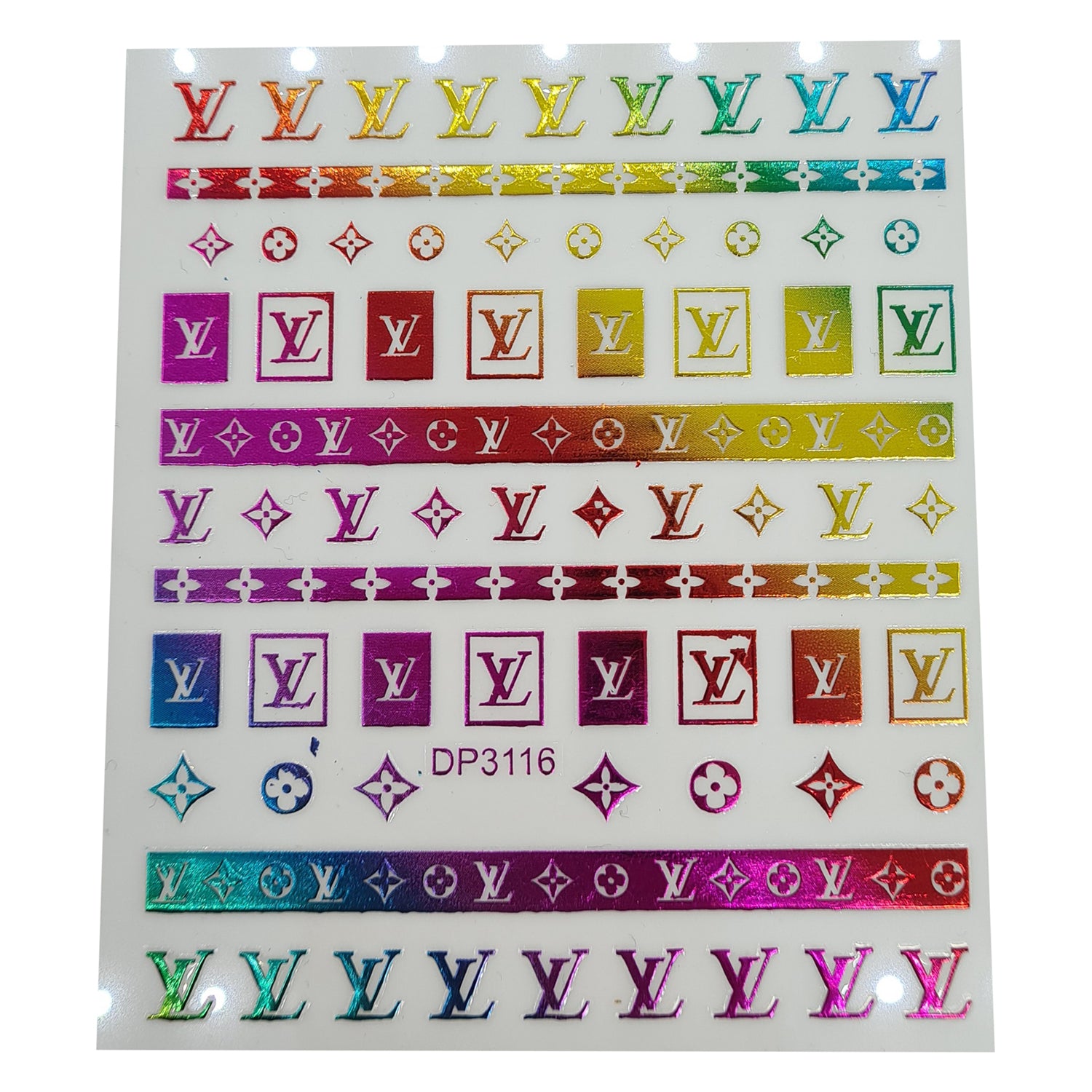 Designer Nail Sticker - Rainbow LV
