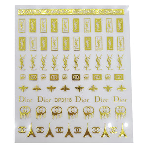 Gold Designer Mix Nail Stickers