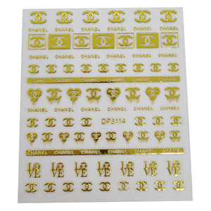 Gold C Designer Nail Stickers