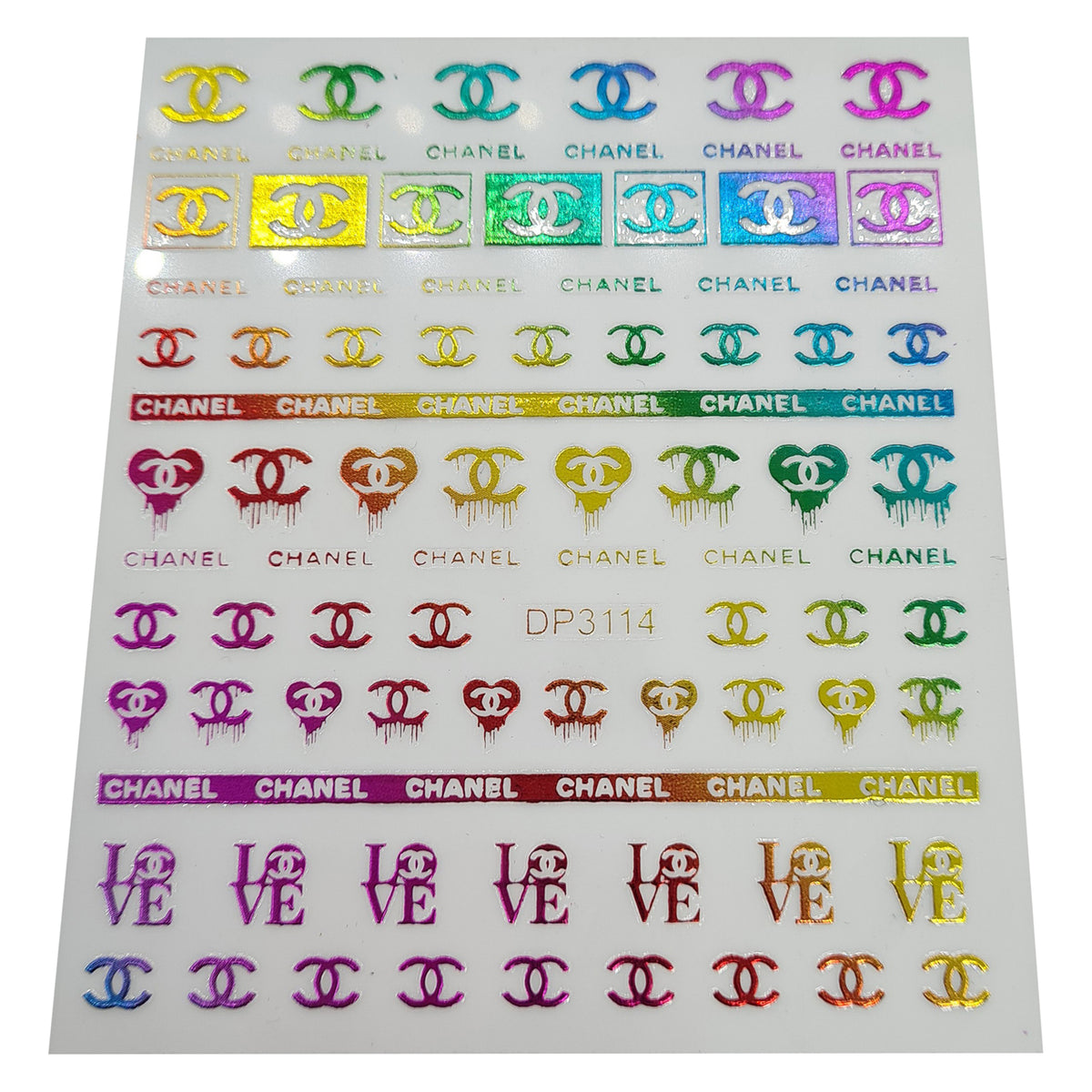 Rainbow Chanel Nail Stickers | Gelica Gels | Nail Salon Supplies